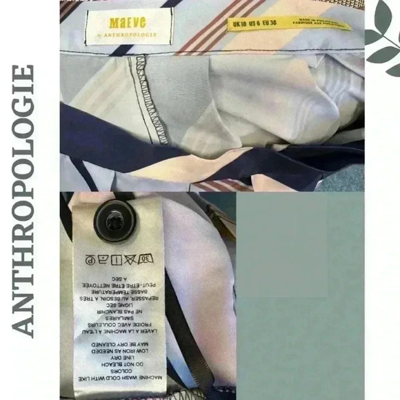 Anthropologie Maeve Wide Leg Pant Striped Geometric Print Bold Boho Style Size 6 - Picture 10 of 10